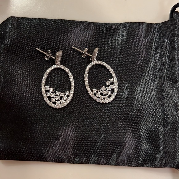Genevive Silver Dangle Earrings - Picture 3 of 10
